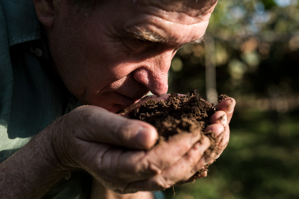 agriculteur Demeter humant la terre